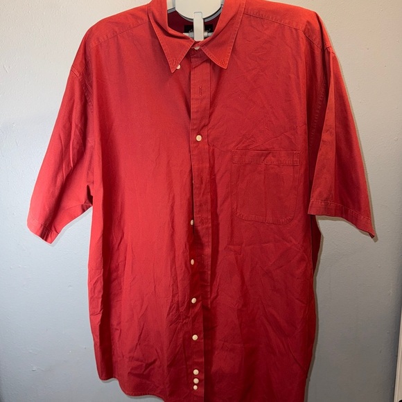 Vintage Eddie Bauer Cotton Button Up Short Sleeve Mens Shirt, Sz XXL Red - Picture 1 of 5